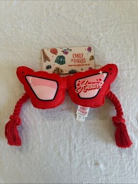 Netflix Emily In Paris Red Fashion Sunglasses Pet Plush Dog Toy